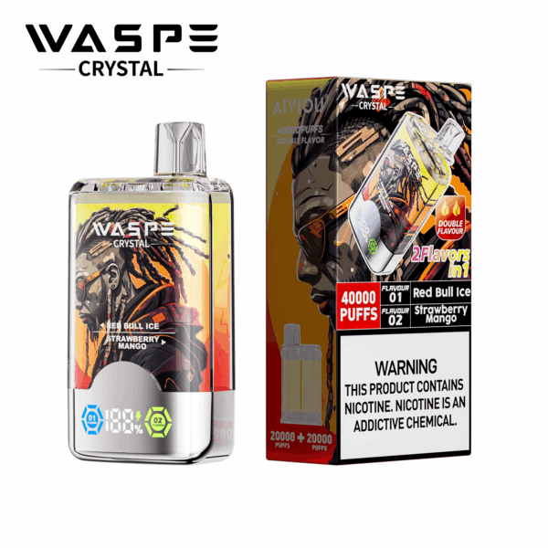 Buy WASPE Crystal 40000 Vape | 40K Puffs | Dual Flavor Vaping | LED Display | Salt Nic 32mL | Type-C Rechargeable | 0.9Ω Mesh Coil | 850mAh Battery | 0% 2% 5% Nicotine | Disposable Vape