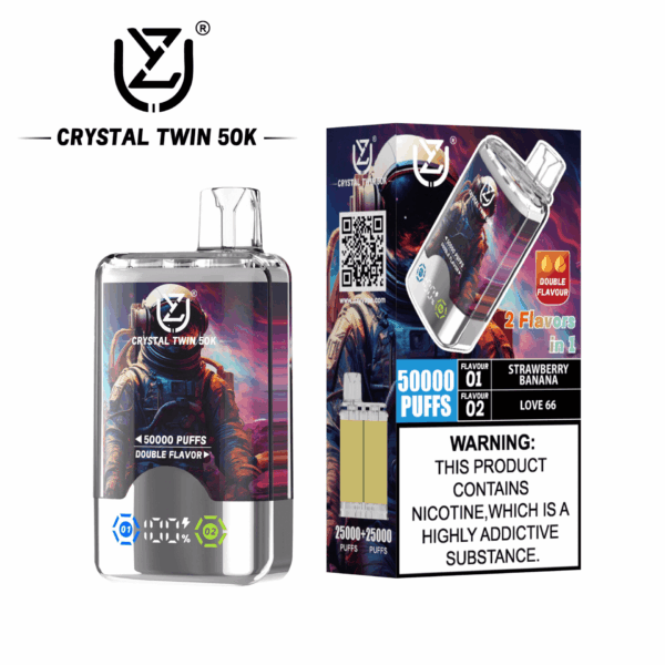 Shop UZY Crystal Twin 50K Vape – 50000 Puffs | Dual Mesh Coil | 40mL Salt Nicotine | LED Smart Display | Dual Flavor Switch Vape | 0-5% Nicotine | 850mAh Type-C Rechargeable Vape | Stylish Crystal Body