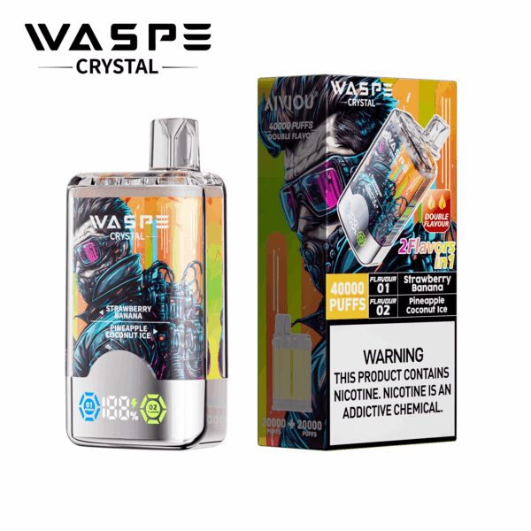 Buy WASPE Crystal 40000 Vape | 40K Puffs | Dual Flavor Vaping | LED Display | Salt Nic 32mL | Type-C Rechargeable | 0.9Ω Mesh Coil | 850mAh Battery | 0% 2% 5% Nicotine | Disposable Vape
