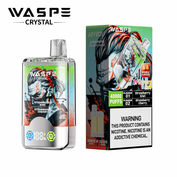 Buy WASPE Crystal 40000 Vape | 40K Puffs | Dual Flavor Vaping | LED Display | Salt Nic 32mL | Type-C Rechargeable | 0.9Ω Mesh Coil | 850mAh Battery | 0% 2% 5% Nicotine | Disposable Vape