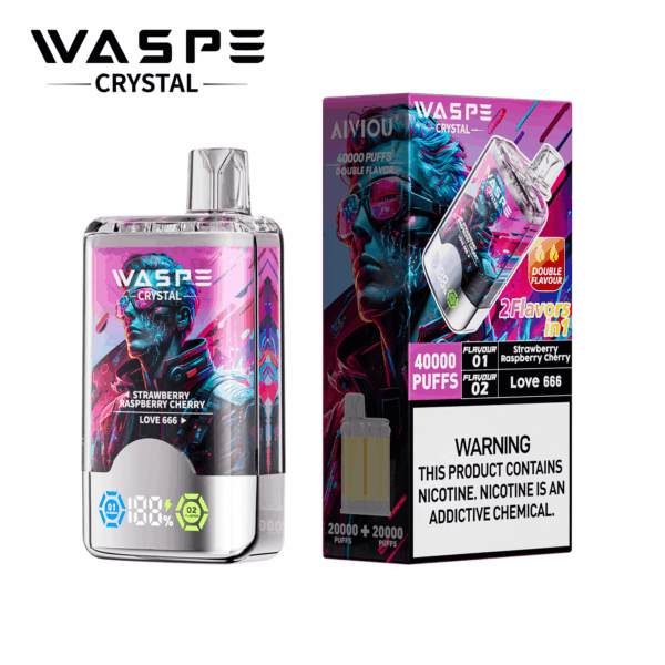Buy WASPE Crystal 40000 Vape | 40K Puffs | Dual Flavor Vaping | LED Display | Salt Nic 32mL | Type-C Rechargeable | 0.9Ω Mesh Coil | 850mAh Battery | 0% 2% 5% Nicotine | Disposable Vape