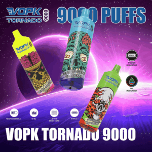 VOPK TORNADO 9000 Disposable Vape | 9,000 Puffs | 20mL E-liquid | 0%-5% Nicotine | 500mAh Battery | Mesh Coil 1.2Ω | Rechargeable Design | 22 Flavor Options | Portable and Long-lasting Vape Device