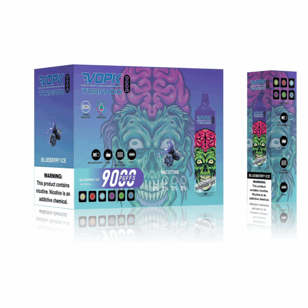 VOPK TORNADO 9000 Disposable Vape | 9,000 Puffs | 20mL E-liquid | 0%-5% Nicotine | 500mAh Battery | Mesh Coil 1.2Ω | Rechargeable Design | 22 Flavor Options | Portable and Long-lasting Vape Device