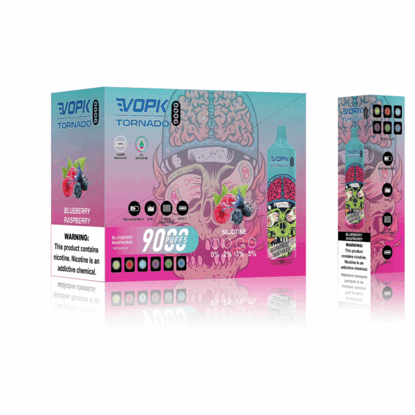 VOPK TORNADO 9000 Disposable Vape | 9,000 Puffs | 20mL E-liquid | 0%-5% Nicotine | 500mAh Battery | Mesh Coil 1.2Ω | Rechargeable Design | 22 Flavor Options | Portable and Long-lasting Vape Device