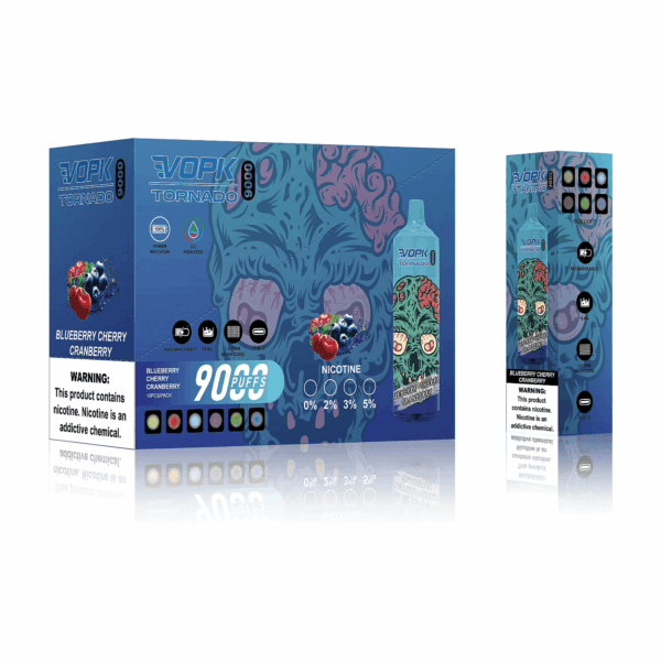 VOPK TORNADO 9000 Disposable Vape | 9,000 Puffs | 20mL E-liquid | 0%-5% Nicotine | 500mAh Battery | Mesh Coil 1.2Ω | Rechargeable Design | 22 Flavor Options | Portable and Long-lasting Vape Device