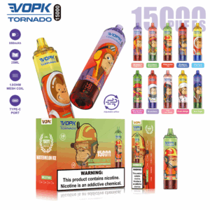 VOPK Tornado 15000 Puffs, the latest original disposable vape pen that redefines convenience and performance. Designed with an eye-catching rod craft featuring a PC + frosted sticker finish, this device offers both style and durability.