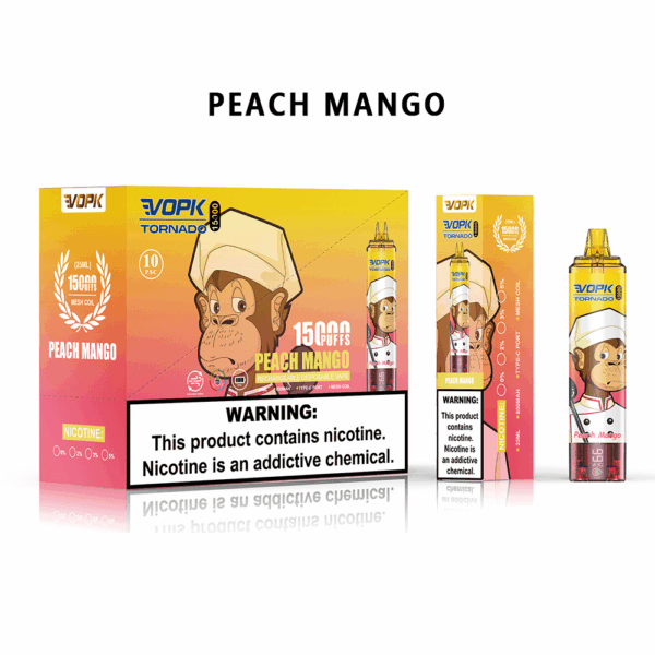 VOPK TORNADO 15000 Disposable Vape | 15,000 Puffs | 25mL E-liquid | 0%-5% Nicotine | 850mAh Battery | Mesh Coil 1.0Ω | Adjustable Airflow | Type-C Rechargeable | Dual Display Design | 10 Flavor Options