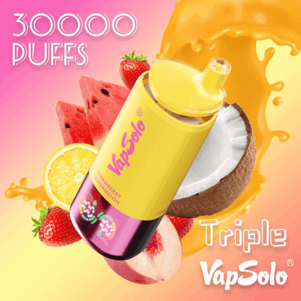 VapSolo Triple 30000 Disposable Vape | 30,000 Puffs | 45mL E-liquid | 2%-5% Nicotine | 650mAh Battery | Triple Flavor System | Mesh Coil 1.0Ω | LCD Display | Type-C Rechargeable