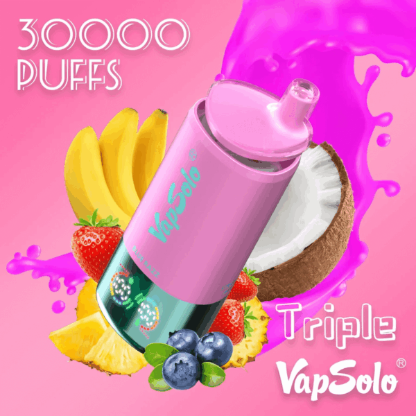 VapSolo Triple 30000 Disposable Vape | 30,000 Puffs | 45mL E-liquid | 2%-5% Nicotine | 650mAh Battery | Triple Flavor System | Mesh Coil 1.0Ω | LCD Display | Type-C Rechargeable