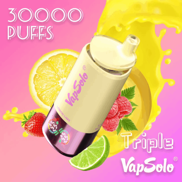 VapSolo Triple 30000 Disposable Vape | 30,000 Puffs | 45mL E-liquid | 2%-5% Nicotine | 650mAh Battery | Triple Flavor System | Mesh Coil 1.0Ω | LCD Display | Type-C Rechargeable