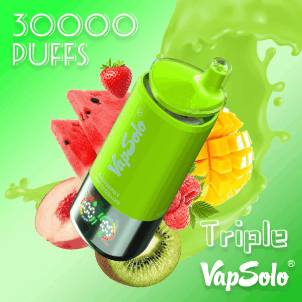 VapSolo Triple 30000 Disposable Vape | 30,000 Puffs | 45mL E-liquid | 2%-5% Nicotine | 650mAh Battery | Triple Flavor System | Mesh Coil 1.0Ω | LCD Display | Type-C Rechargeable