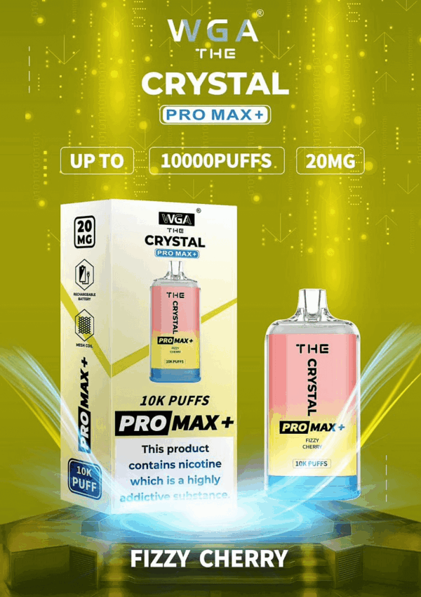 WGA, Vape, 10000 Puffs, Crystal Pro Max Extra, 2% Nic Salt, Type-C, Mesh Coil, Rechargeable, Disposable Vape