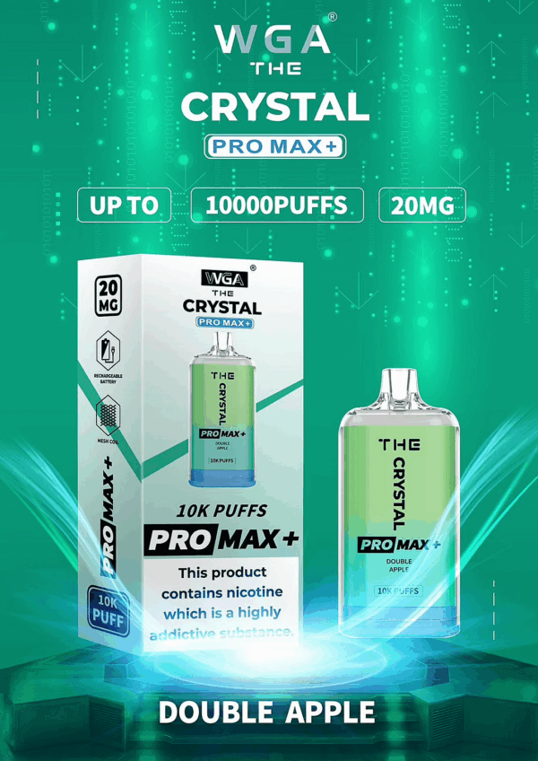 WGA, Vape, 10000 Puffs, Crystal Pro Max Extra, 2% Nic Salt, Type-C, Mesh Coil, Rechargeable, Disposable Vape
