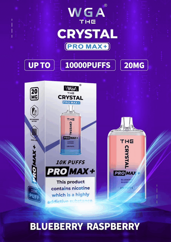 WGA, Vape, 10000 Puffs, Crystal Pro Max Extra, 2% Nic Salt, Type-C, Mesh Coil, Rechargeable, Disposable Vape