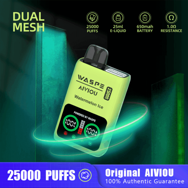 Buy WASPE 25000 Vape | 25K Puffs | Digital Display | 25mL Salt Nic | Dual Mesh Coil | USB-C Fast Charging | Child Lock | 650mAh Battery | 0%-5% Nicotine | Disposable Vape Pen