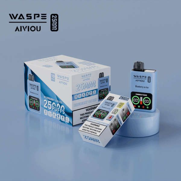 Buy WASPE 25000 Vape | 25K Puffs | Digital Display | 25mL Salt Nic | Dual Mesh Coil | USB-C Fast Charging | Child Lock | 650mAh Battery | 0%-5% Nicotine | Disposable Vape Pen