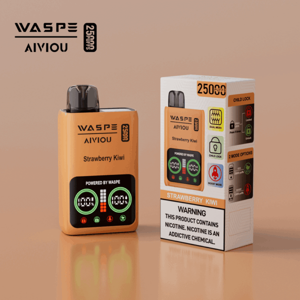 Buy WASPE 25000 Vape | 25K Puffs | Digital Display | 25mL Salt Nic | Dual Mesh Coil | USB-C Fast Charging | Child Lock | 650mAh Battery | 0%-5% Nicotine | Disposable Vape Pen