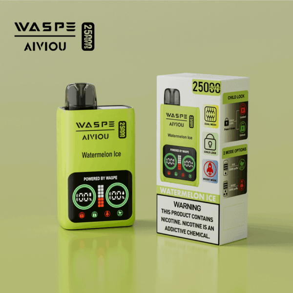 Buy WASPE 25000 Vape | 25K Puffs | Digital Display | 25mL Salt Nic | Dual Mesh Coil | USB-C Fast Charging | Child Lock | 650mAh Battery | 0%-5% Nicotine | Disposable Vape Pen
