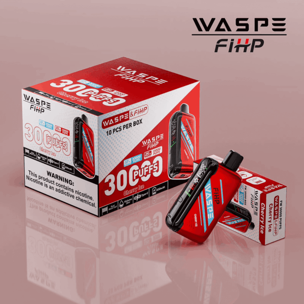 Shop WASPE 30000 – 30,000 Puff Disposable Vape | 28mL E-liquid | Adjustable Airflow | LED Screen Display | Dual Mesh Coils | 0%-5% Nicotine | Type-C Recharge | 16 Flavor Selections