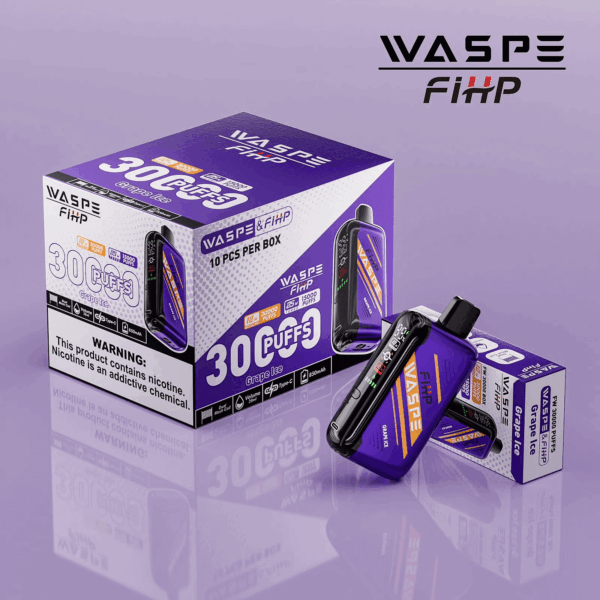 Shop WASPE 30000 – 30,000 Puff Disposable Vape | 28mL E-liquid | Adjustable Airflow | LED Screen Display | Dual Mesh Coils | 0%-5% Nicotine | Type-C Recharge | 16 Flavor Selections