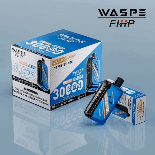Shop WASPE 30000 – 30,000 Puff Disposable Vape | 28mL E-liquid | Adjustable Airflow | LED Screen Display | Dual Mesh Coils | 0%-5% Nicotine | Type-C Recharge | 16 Flavor Selections