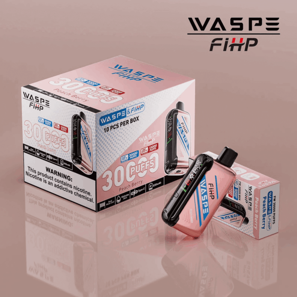 Shop WASPE 30000 – 30,000 Puff Disposable Vape | 28mL E-liquid | Adjustable Airflow | LED Screen Display | Dual Mesh Coils | 0%-5% Nicotine | Type-C Recharge | 16 Flavor Selections