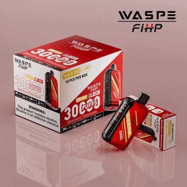 Shop WASPE 30000 – 30,000 Puff Disposable Vape | 28mL E-liquid | Adjustable Airflow | LED Screen Display | Dual Mesh Coils | 0%-5% Nicotine | Type-C Recharge | 16 Flavor Selections