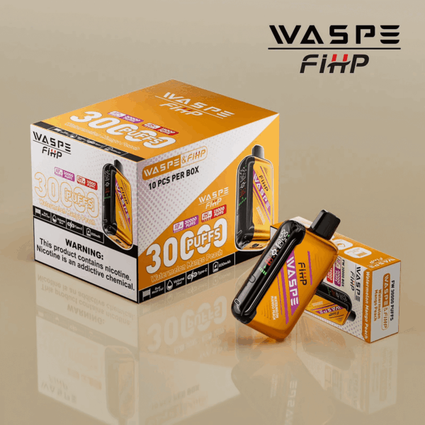 Shop WASPE 30000 – 30,000 Puff Disposable Vape | 28mL E-liquid | Adjustable Airflow | LED Screen Display | Dual Mesh Coils | 0%-5% Nicotine | Type-C Recharge | 16 Flavor Selections