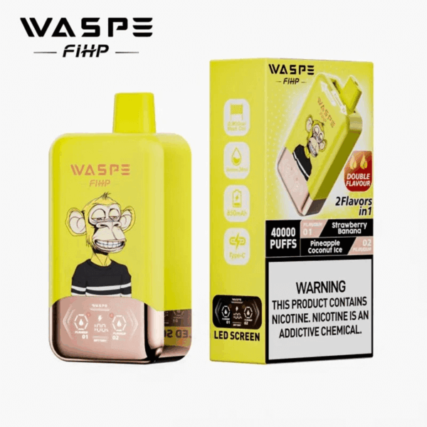 Shop WASPE fihp 40000 – 40,000 Puff Disposable Vape | Dual Flavor Vaping | 36mL Salt Nicotine | LED Display | 0.9Ω Mesh Coil | 850mAh Rechargeable Battery | Type-C Port | 0%-5% Nicotine | 16 Flavors