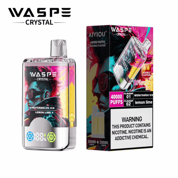 Buy WASPE Crystal 40000 Vape | 40K Puffs | Dual Flavor Vaping | LED Display | Salt Nic 32mL | Type-C Rechargeable | 0.9Ω Mesh Coil | 850mAh Battery | 0% 2% 5% Nicotine | Disposable Vape