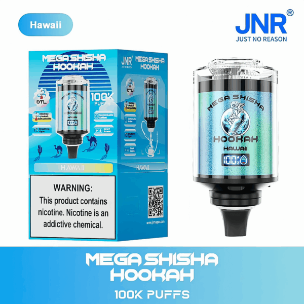 Buy JNR Mega Shisha Hookah 100K Vape | 100K Puffs | 2% Nicotine | 60ml E-Liquid | 2200mAh Battery | Dual Mouthpiece | Hookah-Style Vape | Fast Type-C Charging