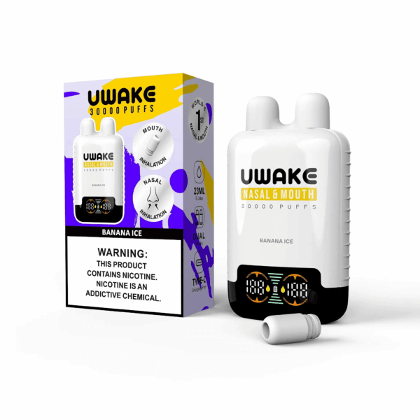 Buy Mr.Goodie UWAKE 30000 Vape | 30K Puffs | Dual Tank Design | 23mL Salt Nic | 1.1Ω Mesh Coil | 550mAh Rechargeable Battery | Type-C Fast Charging | Smart Display | Nasal & Mouth Inhalation | 12 Flavors