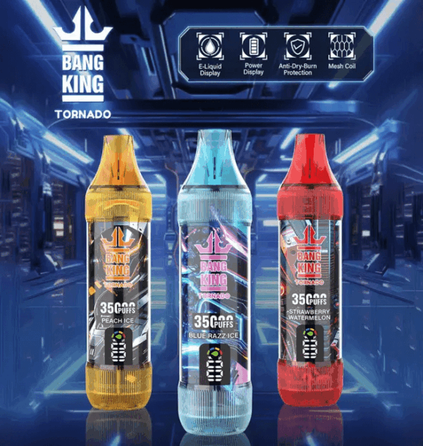 Buy Bang King 35000 Vape | 35K Puffs | Pre-filled 23mL Tank | 0%-5% Nicotine Options | 1000mAh Battery | Disposable Vape Pen | 12 Flavor Selections | Type-C Fast Charging | Smooth Mesh Coil
