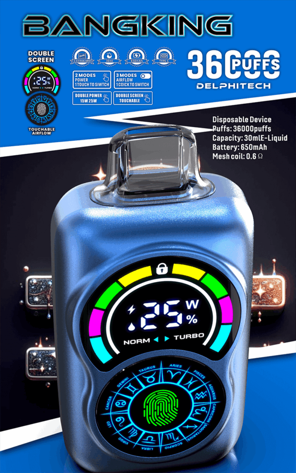 Buy Bang King Constellation 36000 Vape | 36K Puffs | Pre-filled 36mL Tank | 0%-5% Nicotine Options | 850mAh Battery | Disposable Vape Pen | 12 Flavor Choices | Type-C Charging | Sleek & Portable