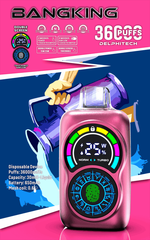 Buy Bang King Constellation 36000 Vape | 36K Puffs | Pre-filled 36mL Tank | 0%-5% Nicotine Options | 850mAh Battery | Disposable Vape Pen | 12 Flavor Choices | Type-C Charging | Sleek & Portable