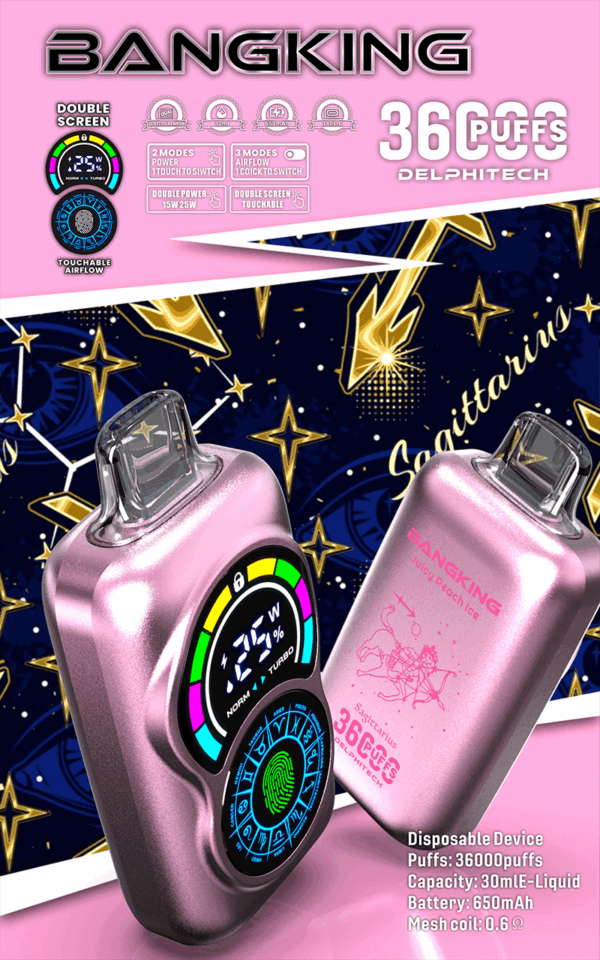 Buy Bang King Constellation 36000 Vape | 36K Puffs | Pre-filled 36mL Tank | 0%-5% Nicotine Options | 850mAh Battery | Disposable Vape Pen | 12 Flavor Choices | Type-C Charging | Sleek & Portable