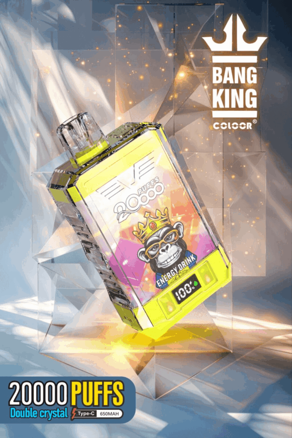 Buy Bang King Crystal 20000 Vape | 20K Puffs | Pre-filled 36mL Tank | 0%-5% Nicotine Options | 850mAh Battery | Disposable Vape Pen | 12 Flavor Selections | Type-C Fast Charging | LED Display Screen