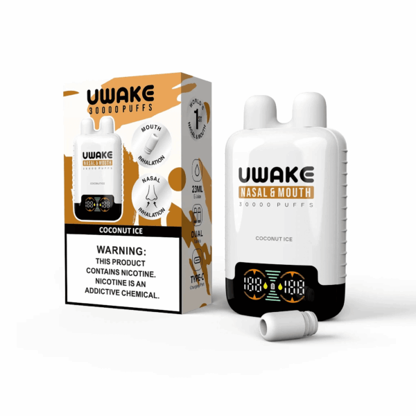 Buy Mr.Goodie UWAKE 30000 Vape | 30K Puffs | Dual Tank Design | 23mL Salt Nic | 1.1Ω Mesh Coil | 550mAh Rechargeable Battery | Type-C Fast Charging | Smart Display | Nasal & Mouth Inhalation | 12 Flavors