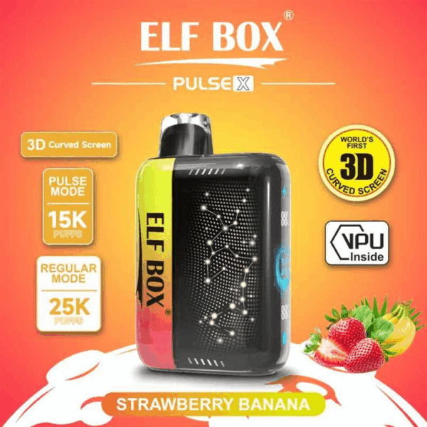 Shop ELF BOX Pulse X 25000 Vape – 18mL Salt Nicotine | 25,000 Puffs Standard / 15,000 Pulse | Dual 0.8Ω Mesh Coils | VPU Chip | 3D Curved Screen | AI Power Boost | 750mAh Rechargeable | Type-C Port | 10 Flavors