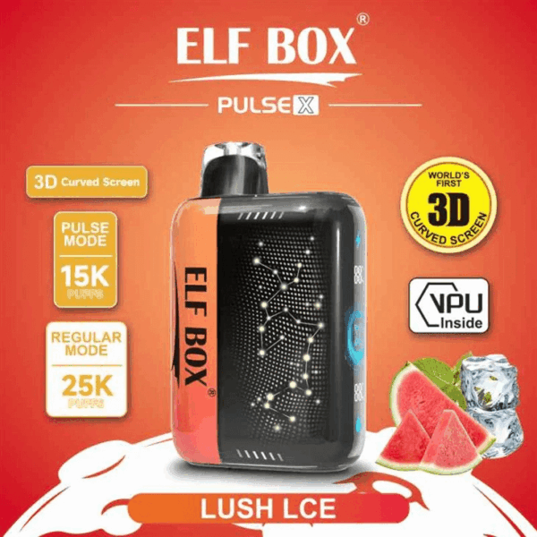 Shop ELF BOX Pulse X 25000 Vape – 18mL Salt Nicotine | 25,000 Puffs Standard / 15,000 Pulse | Dual 0.8Ω Mesh Coils | VPU Chip | 3D Curved Screen | AI Power Boost | 750mAh Rechargeable | Type-C Port | 10 Flavors