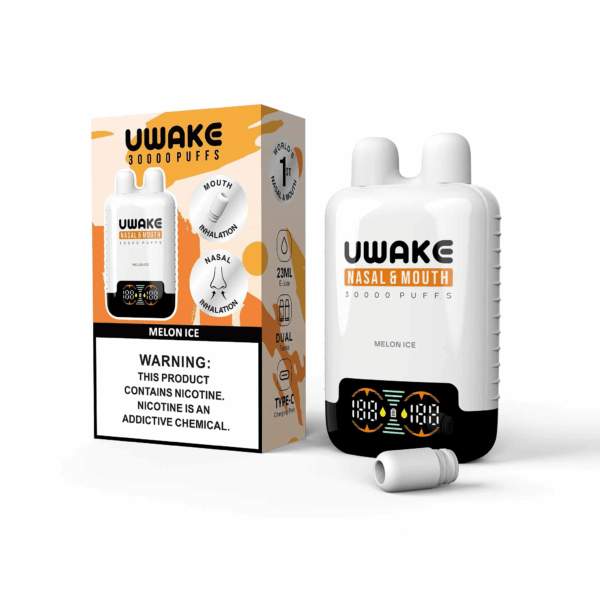 Buy Mr.Goodie UWAKE 30000 Vape | 30K Puffs | Dual Tank Design | 23mL Salt Nic | 1.1Ω Mesh Coil | 550mAh Rechargeable Battery | Type-C Fast Charging | Smart Display | Nasal & Mouth Inhalation | 12 Flavors