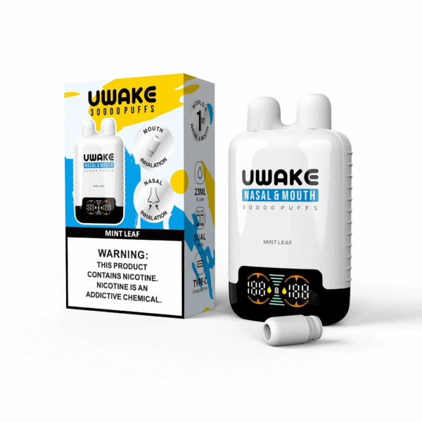 Buy Mr.Goodie UWAKE 30000 Vape | 30K Puffs | Dual Tank Design | 23mL Salt Nic | 1.1Ω Mesh Coil | 550mAh Rechargeable Battery | Type-C Fast Charging | Smart Display | Nasal & Mouth Inhalation | 12 Flavors