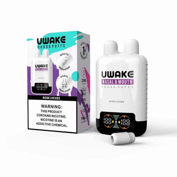 Buy Mr.Goodie UWAKE 30000 Vape | 30K Puffs | Dual Tank Design | 23mL Salt Nic | 1.1Ω Mesh Coil | 550mAh Rechargeable Battery | Type-C Fast Charging | Smart Display | Nasal & Mouth Inhalation | 12 Flavors