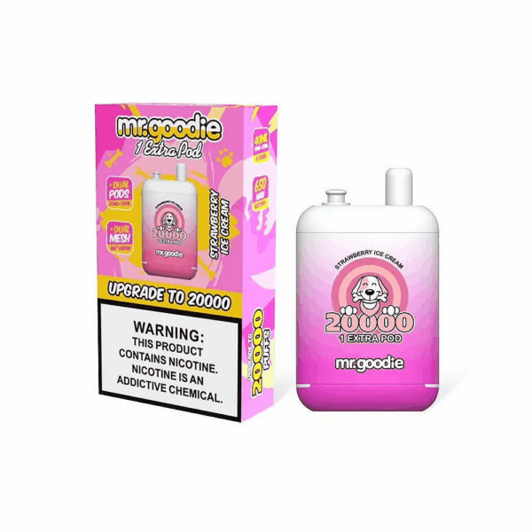 Buy Mr.Goodie 20000 Vape | 20K Puffs | Dual Pods | 40mL Salt Nic | 1.0Ω Mesh Coil | 650mAh Rechargeable Battery | Type-C Fast Charging | 12 Flavors Available | Long-lasting Vape