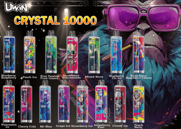 Shop Uwin Crystal 10000 Vape – 10K Puffs | 18ml E-liquid | Rechargeable 650mAh | Mesh Coil | RGB Lights | Type-C Port | 0-5% Nicotine