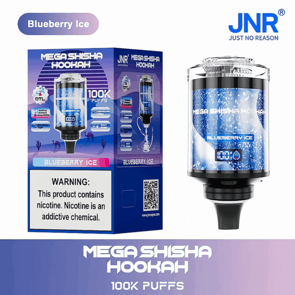 Buy JNR Mega Shisha Hookah 100K Vape | 100K Puffs | 2% Nicotine | 60ml E-Liquid | 2200mAh Battery | Dual Mouthpiece | Hookah-Style Vape | Fast Type-C Charging