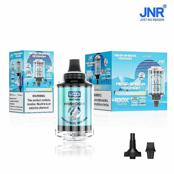 Buy JNR Mega Shisha Hookah 100K Vape | 100K Puffs | 2% Nicotine | 60ml E-Liquid | 2200mAh Battery | Dual Mouthpiece | Hookah-Style Vape | Fast Type-C Charging