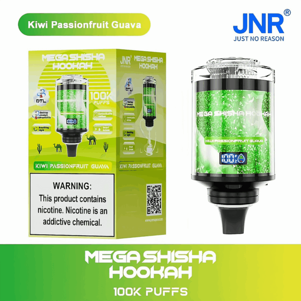 Buy JNR Mega Shisha Hookah 100K Vape | 100K Puffs | 2% Nicotine | 60ml E-Liquid | 2200mAh Battery | Dual Mouthpiece | Hookah-Style Vape | Fast Type-C Charging