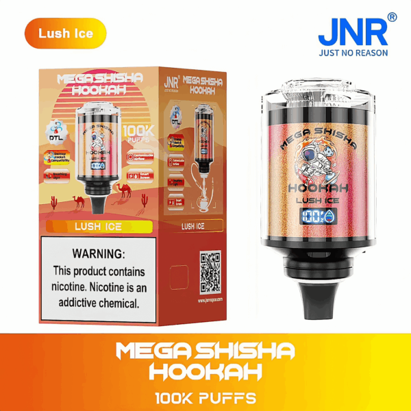 Buy JNR Mega Shisha Hookah 100K Vape | 100K Puffs | 2% Nicotine | 60ml E-Liquid | 2200mAh Battery | Dual Mouthpiece | Hookah-Style Vape | Fast Type-C Charging