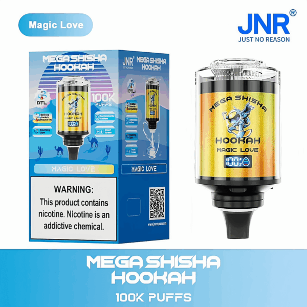 Buy JNR Mega Shisha Hookah 100K Vape | 100K Puffs | 2% Nicotine | 60ml E-Liquid | 2200mAh Battery | Dual Mouthpiece | Hookah-Style Vape | Fast Type-C Charging